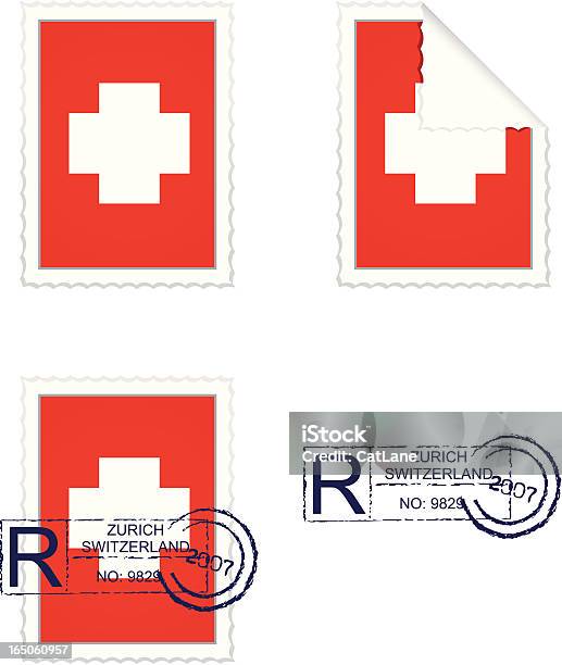 Швейцарский Флаг Марка Набор — стоковая векторная графика и другие изображения на тему Без людей - Без людей, Белый фон, Векторная графика
