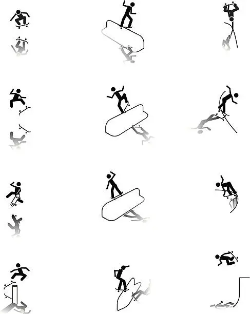 Vector illustration of Skateboarding icons