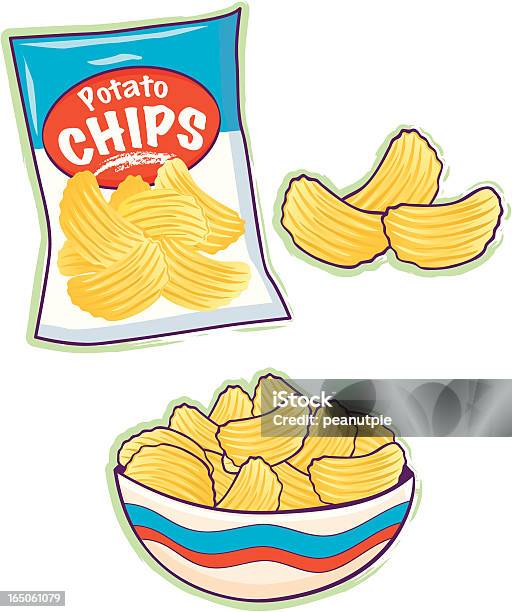 Ilustración de Potato Fritas y más Vectores Libres de Derechos de Patatas fritas de churrería - Patatas fritas de churrería, Bolsa - Objeto fabricado, Tentempié