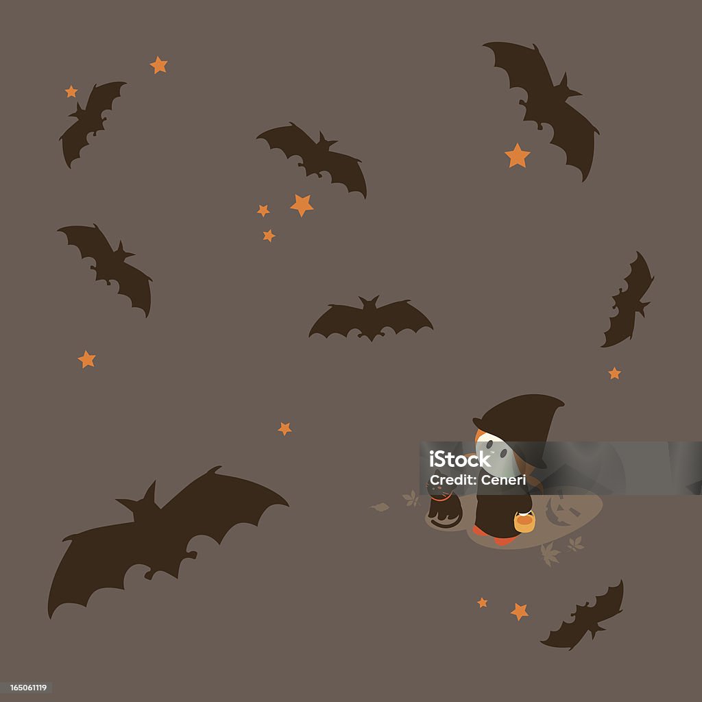 Little Girl serie: Murciélagos volar durante Halloween - arte vectorial de 4-5 años libre de derechos