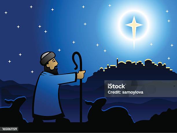 Stern Von Bethlehem Stock Vektor Art und mehr Bilder von Nacht - Nacht, Beleuchtet, Herde