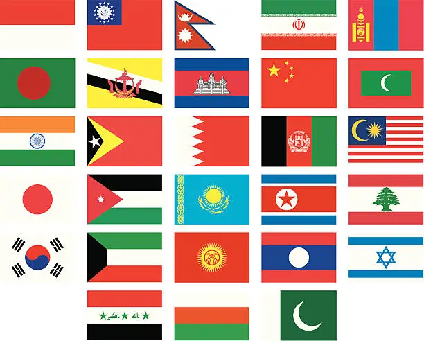 Vector illustration of Banners of Asia