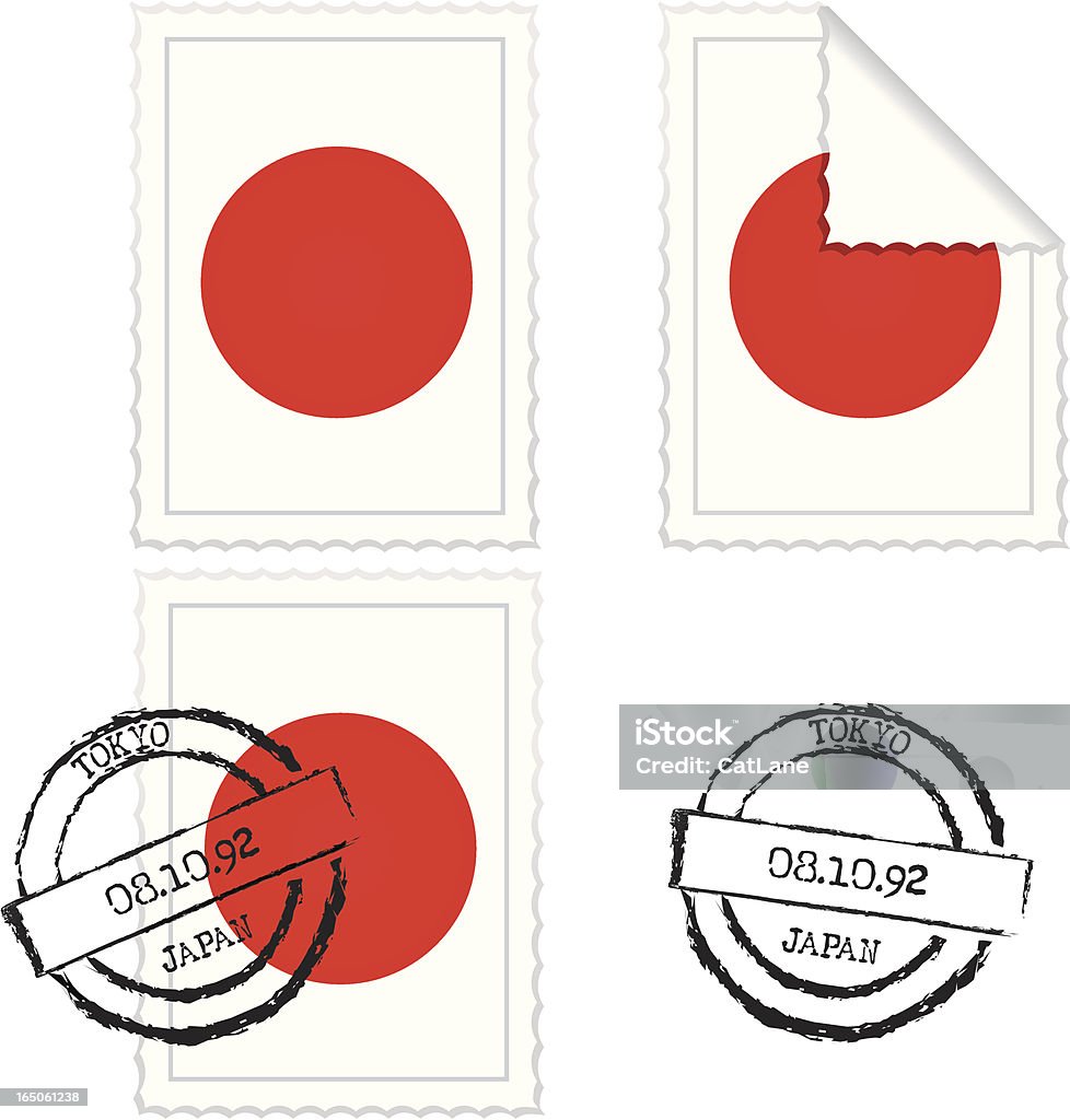 Japanese Flag Stamp Set  Asian Culture stock vector