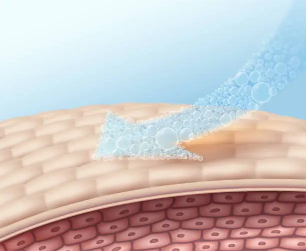 Vector illustration of Close-up skin cleaning