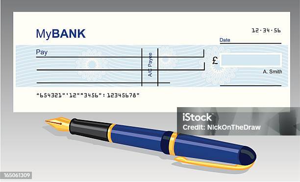 Cheque Checkdos Eua E Caneta De Tinta Permanente - Arte vetorial de stock e mais imagens de Cheque