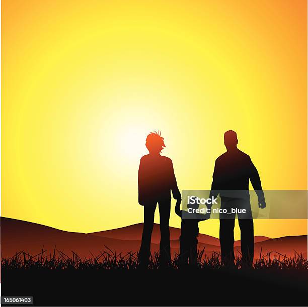 Семейный Отдых В Sunset — стоковая векторная графика и другие изображения на тему Благополучие - Благополучие, Близость, Векторная графика