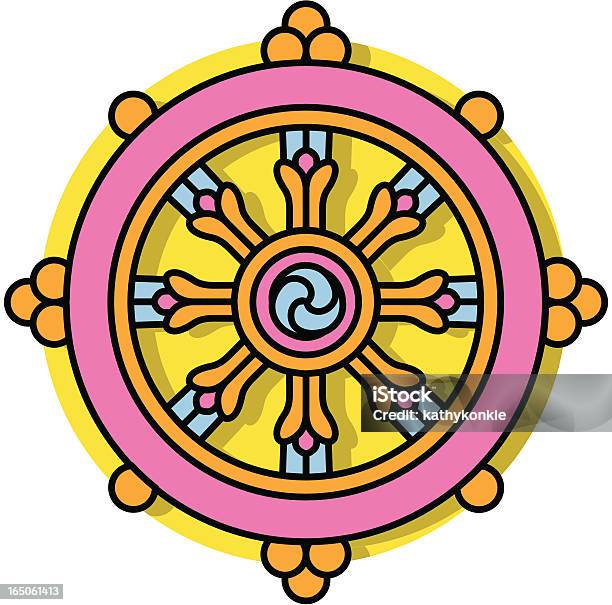 Ícone De Roda Do Dharma - Arte vetorial de stock e mais imagens de Símbolo de ícone - Símbolo de ícone, Ícone religioso, Tampa da Jante