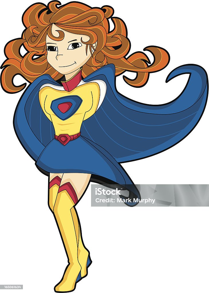 Симпатичная женщина Супергерой характер икона Set - Векторная графика Векторная графика роялти-фри