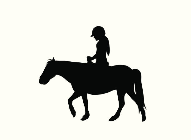 illustrazioni stock, clip art, cartoni animati e icone di tendenza di ponyride - horse child pony little girls