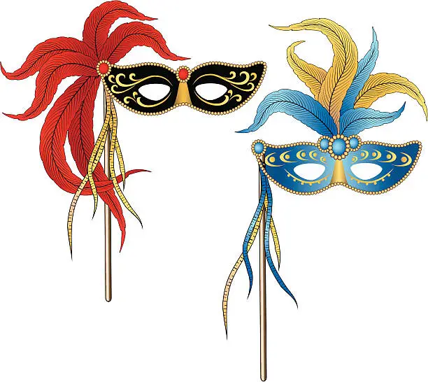 Vector illustration of Mardi Gras Masquerade Party Masks