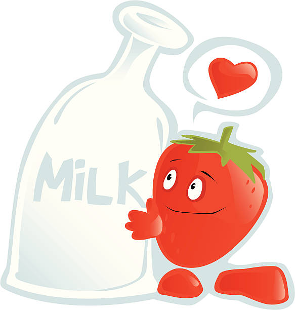 Strawberry Milk vector art illustration