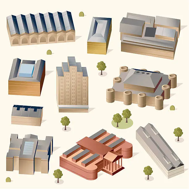 Vector illustration of Old Buildings