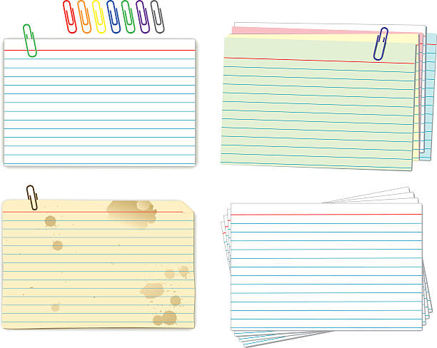 Index cards and paper clips samples vector art illustration