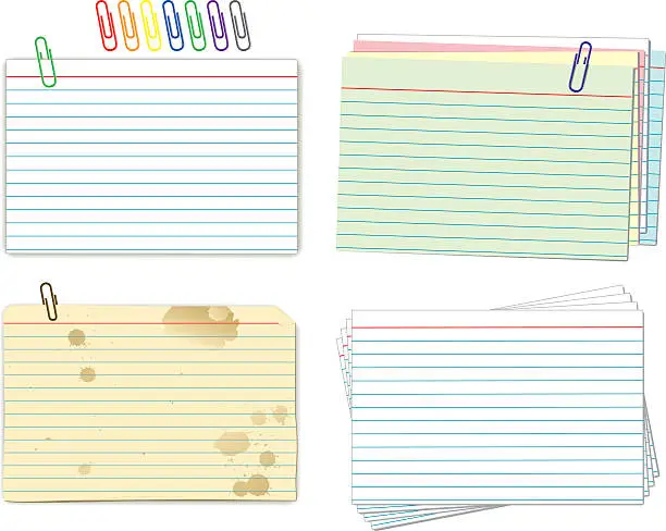 Vector illustration of Index cards and paper clips samples