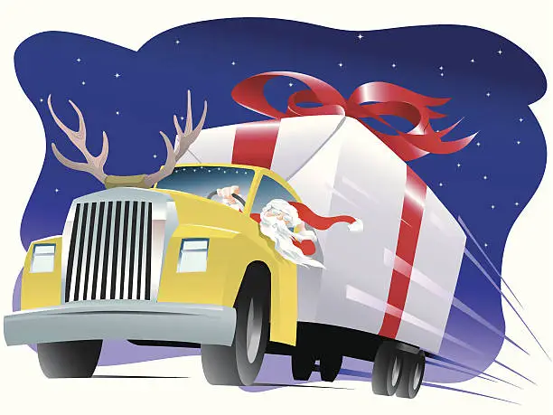 Vector illustration of Santa's truck