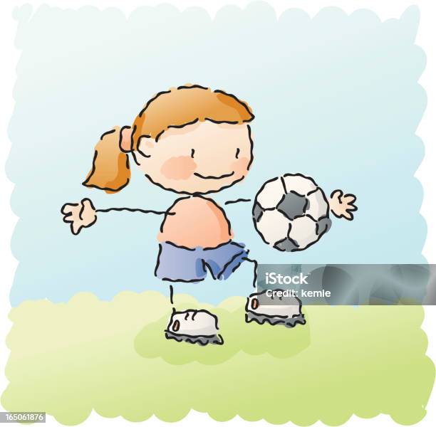 Scribbles Fille De Football Vecteurs libres de droits et plus d'images vectorielles de Ballon de football - Ballon de football, Croquis, Enfant