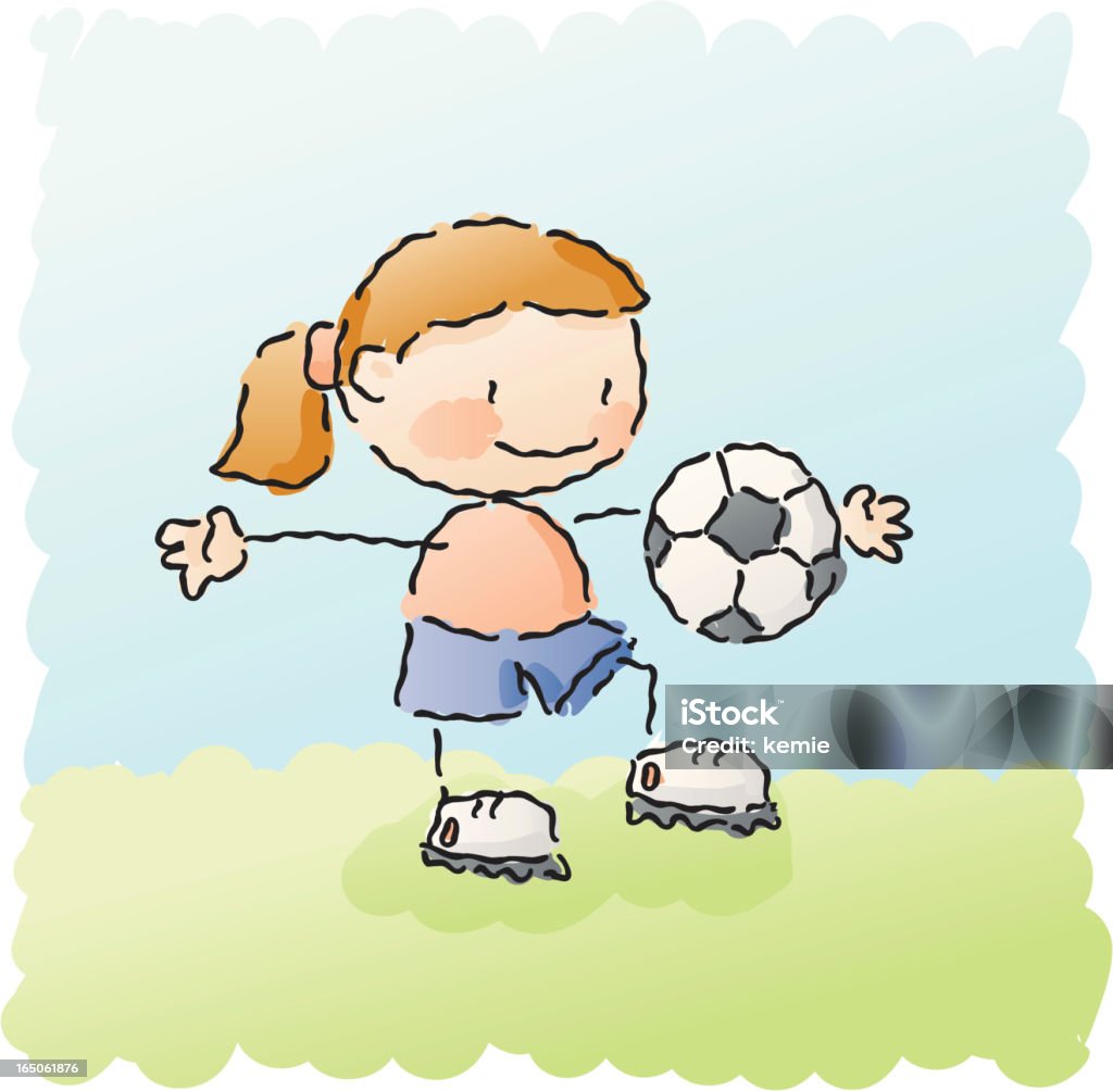 Scarabocchi: Ragazza di calcio - arte vettoriale royalty-free di Bambino