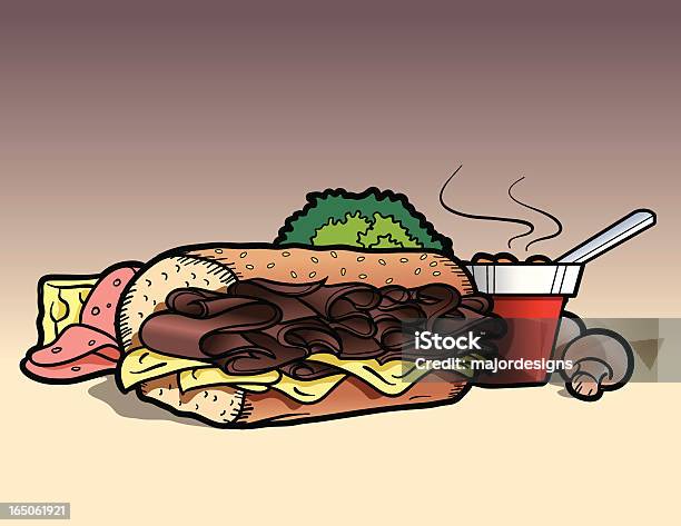 Panino Al Roast Beef Pranzo - Immagini vettoriali stock e altre immagini di Panino ripieno - Panino ripieno, Zuppa, Arrosto - Cibo cotto