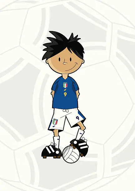 Vector illustration of Football Soccer Boy in Italy Home Style Shirt