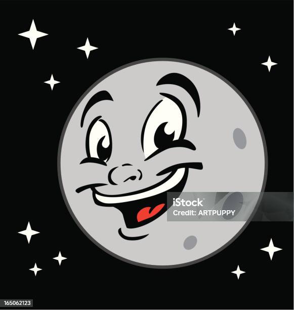 Happy Moon Stock Vektor Art und mehr Bilder von Der Mann im Mond - Der Mann im Mond, Comic - Kunstwerk, Fröhlich