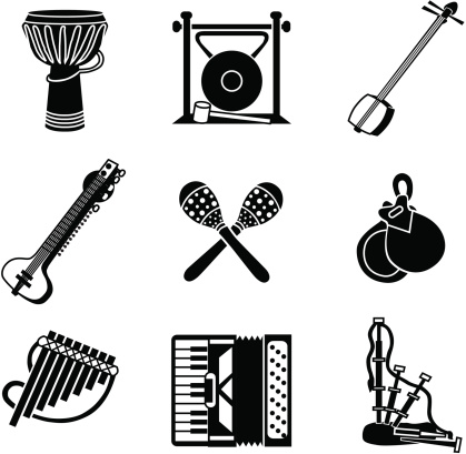 Vector icons with a world music theme.