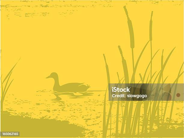 Pond Al Crepuscolo - Immagini vettoriali stock e altre immagini di Anatra - Uccello acquatico - Anatra - Uccello acquatico, Stagno - Acqua stagnante, Ambientazione tranquilla