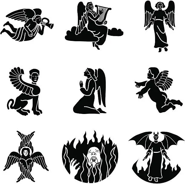Vector illustration of angels and demons