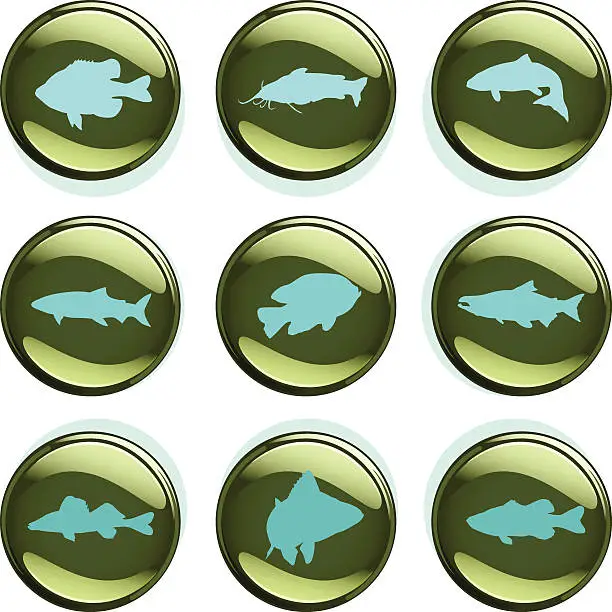 Vector illustration of Temperate Climate Fish Badges