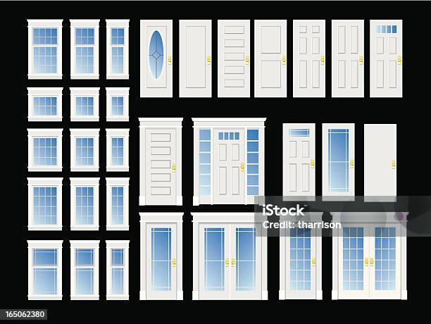 Białe Drzwi I Okna - Stockowe grafiki wektorowe i więcej obrazów Architektura - Architektura, Bez ludzi, Biały