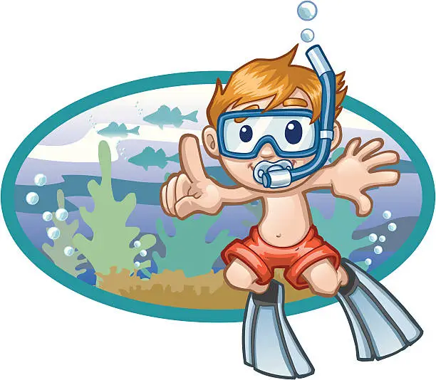 Vector illustration of snorkeling underwater