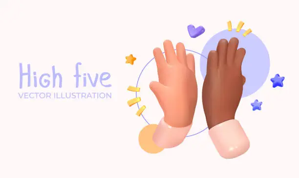 Vector illustration of High five, clap your hands. Greetings.