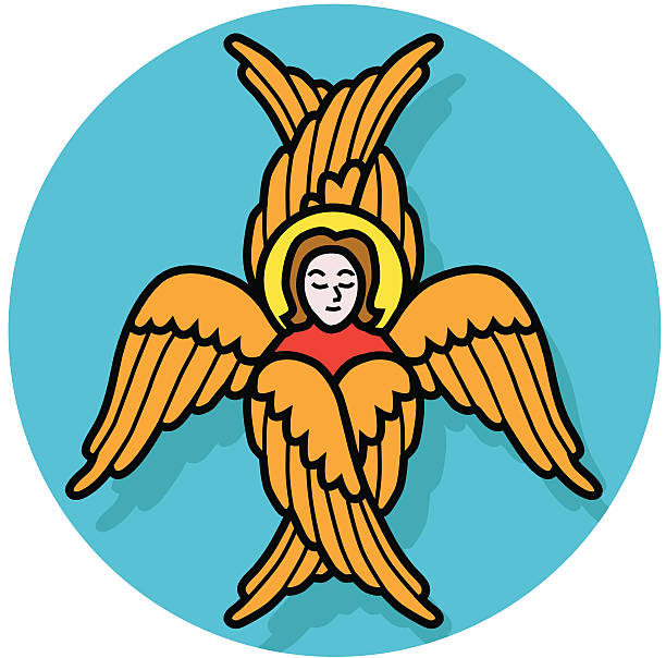 stockillustraties, clipart, cartoons en iconen met angel seraphim icon - serafijn