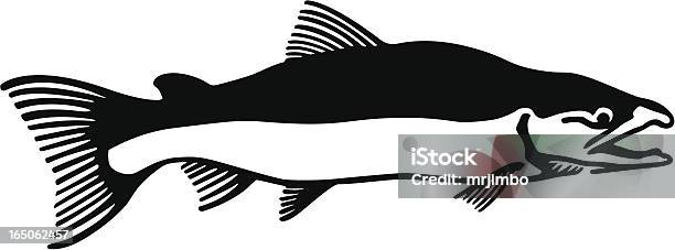 Łosoś - Stockowe grafiki wektorowe i więcej obrazów Czarno biały - Czarno biały, Ryba, Bez ludzi