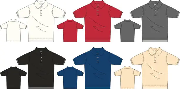 Vector illustration of Short Sleeved Polo Pique Shirt