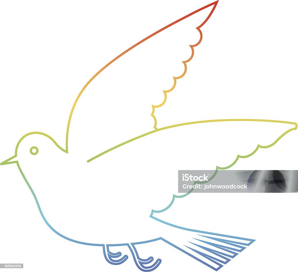 Rainbow bird outline A bird with a rainbow outline. Animal stock vector
