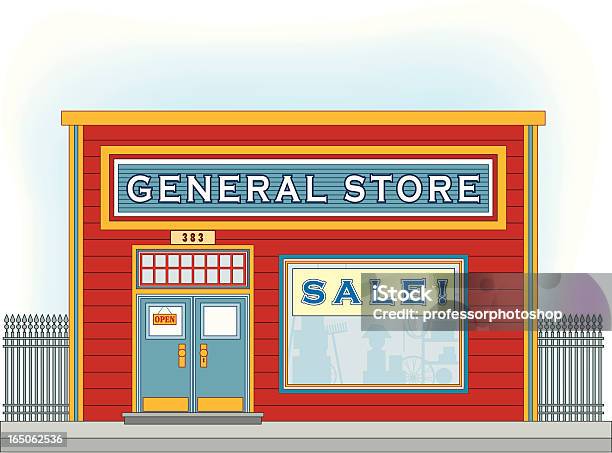 General Store Stock Illustration - Download Image Now - Building Exterior, Convenience Store, Architecture