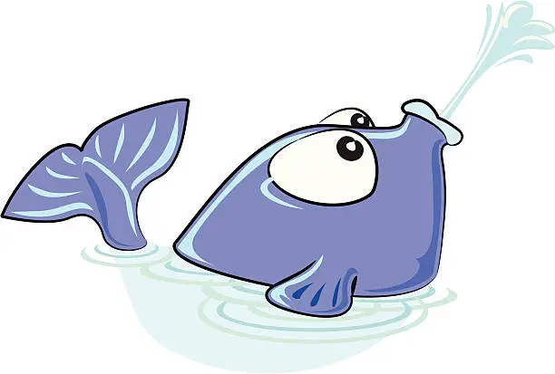 Vector illustration of Boy Fish Spitting Water