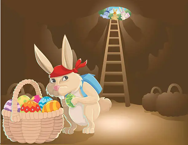 Vector illustration of the last basket of eggs...