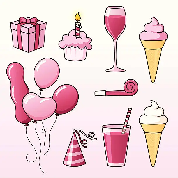 Vector illustration of Girl's Birthday Party - incl jpeg