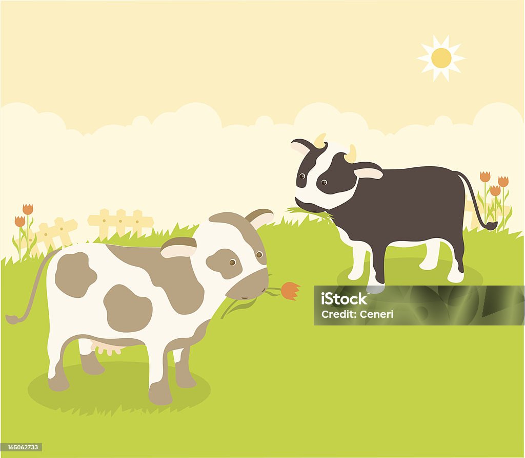 Cows eating grass in the field Cows eating grass in the field. A large-scaled JPG is included. Agricultural Field stock vector