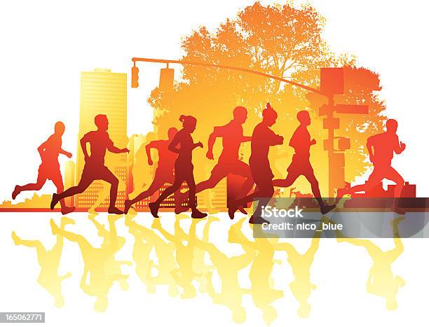 Road Race Stock Illustration - Download Image Now - Running, Marathon, Men