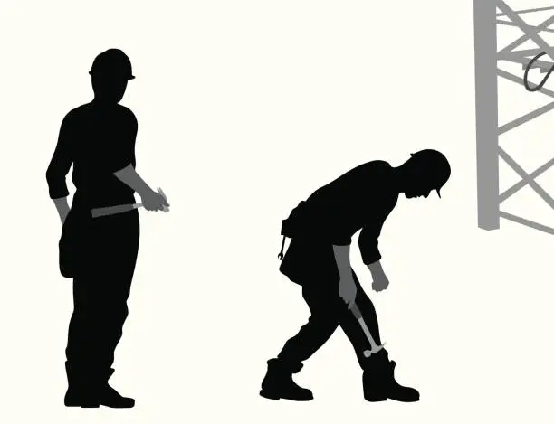 Vector illustration of Construction And Hammer Vector Silhouette