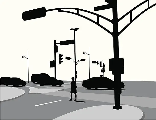 Vector illustration of Street Corner Vector Silhouette