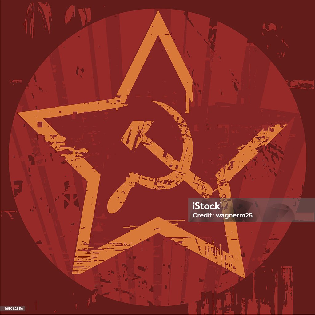 Grunge libertad era escudo con martillo y de células falciformes - arte vectorial de Comunismo libre de derechos