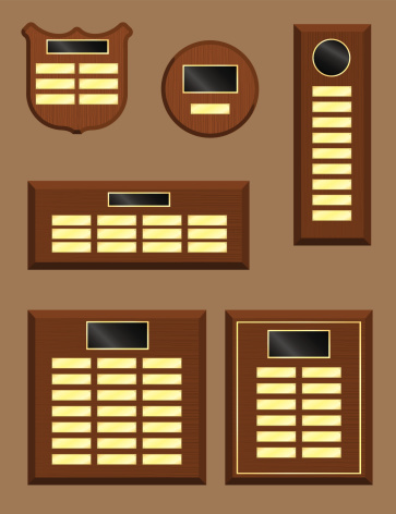 An assortment of wooden wall plaques in vector format.