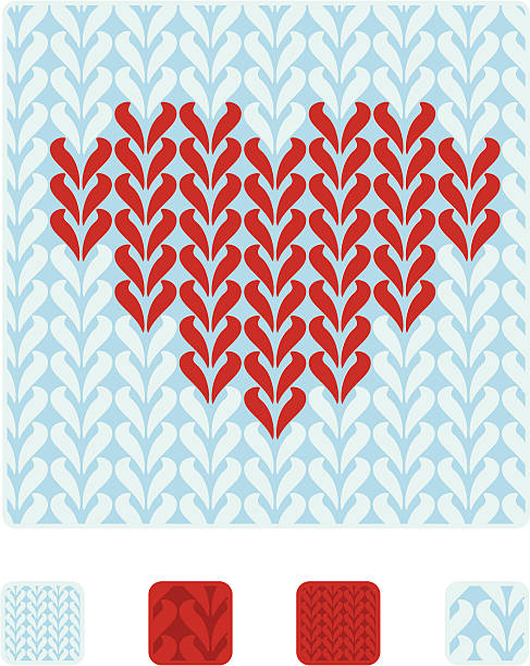 Seamless heart shaped knitting pattern vector art illustration