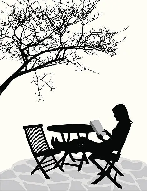 Vector illustration of Peaceful Retreat Vector Silhouette