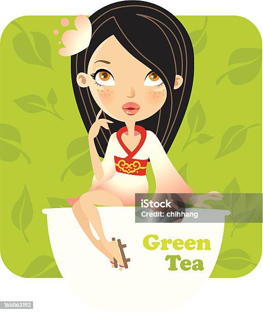 Tè Verde - Immagini vettoriali stock e altre immagini di Adulto - Adulto, Alla moda, Allegro