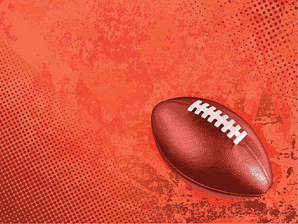 Graphic of a football on a red background Football background with grunge texture. american football sport stock illustrations