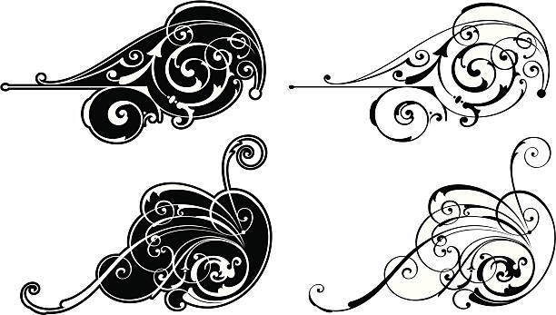 ilustraciones, imágenes clip art, dibujos animados e iconos de stock de scroll extremos - celtic culture frame art nouveau victorian style